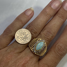 Load image into Gallery viewer, 1970s Opal and Diamond Halo Statement Ring in a Large 14K Yellow Gold Setting. - Scotch Street Vintage