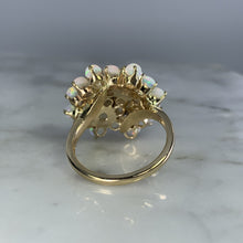Load image into Gallery viewer, 1970s Opal Cluster Ring in 14k Yellow Gold. October Birthstone. 14th Anniversary Gift. - Scotch Street Vintage