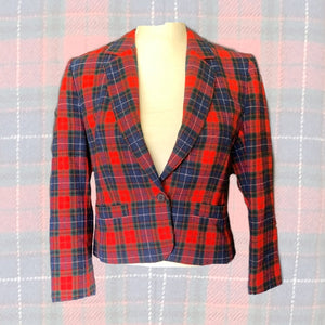 1970s Red Plaid Short Wool Jacket or Bolero by Pendleton. 2020 Fall Fashion Trend Vintage Style. - Scotch Street Vintage