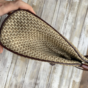 1970s Straw and Leather Purse by John Romain. Perfect Spring / Summer Bag. - Scotch Street Vintage