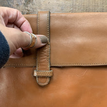 Load image into Gallery viewer, 1970s Tan Leather Clutch in a Envelope Style. Perfect Handbag for Fall. Gift for Her. Sustainable Fashion. - Scotch Street Vintage