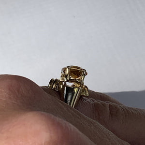 1970s Vintage Citrine Ring in 10K Yellow Gold Setting. November Birthstone in Art Deco Style. - Scotch Street Vintage