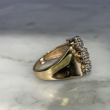 Load image into Gallery viewer, 1970s Vintage Diamond Cluster Statement Ring in a 10K Yellow Gold Setting. Estate Jewelry. - Scotch Street Vintage