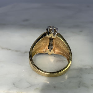 1970s Vintage Diamond Cluster Statement Ring in a 10K Yellow Gold Setting. Estate Jewelry. - Scotch Street Vintage