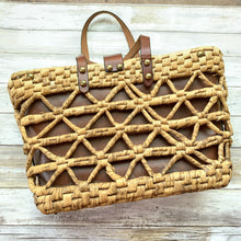 Load image into Gallery viewer, 1970s Woven Straw and Leather Tote Style Purse by John Romain. Market or Beach Bag. - Scotch Street Vintage