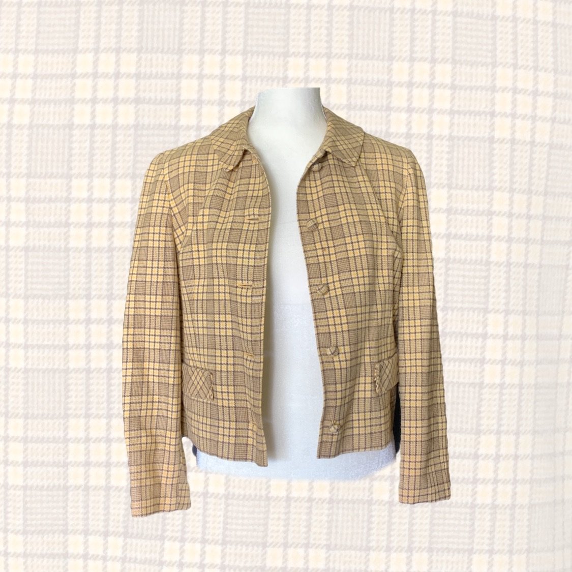 1970s Yellow Plaid Short Wool Jacket or Blazer by Pendleton. 2020 Fall