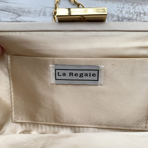 1980s Sophisticated Cream Clutch by La Regale. Perfect Neutral Evening Bag or Purse. - Scotch Street Vintage