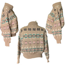 Load image into Gallery viewer, 1980s Tan Fair Isle Sweater with Pink and Blue Accents by United Colors of Benetton. Preppy Style. - Scotch Street Vintage