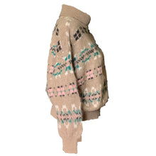 Load image into Gallery viewer, 1980s Tan Fair Isle Sweater with Pink and Blue Accents by United Colors of Benetton. Preppy Style. - Scotch Street Vintage