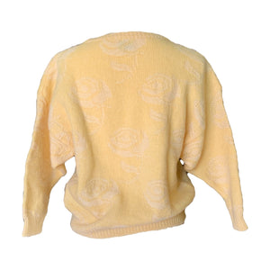 1980s Yellow Batwing Sweater by United Colors of Benetton. Bohemian Floral Design. Sustainable Fashion. - Scotch Street Vintage