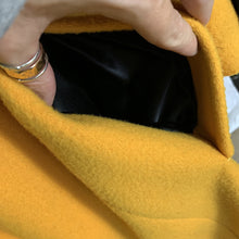 Load image into Gallery viewer, 1980s Yellow Wool Coat by Ilie Wacs. Bold and Oversized with Black Collar and Button Accents. - Scotch Street Vintage