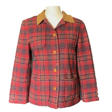 Load image into Gallery viewer, 1990s Wool Riding Jacket by Pendleton in a Red and Brown Plaid with a Suede Collar. Warm Winter Coat. - Scotch Street Vintage