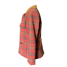Load image into Gallery viewer, 1990s Wool Riding Jacket by Pendleton in a Red and Brown Plaid with a Suede Collar. Warm Winter Coat. - Scotch Street Vintage