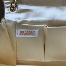 Load image into Gallery viewer, Vintage Art Deco Beaded Clutch by Walborg. Cream Gold and Black Beaded Evening Bag.