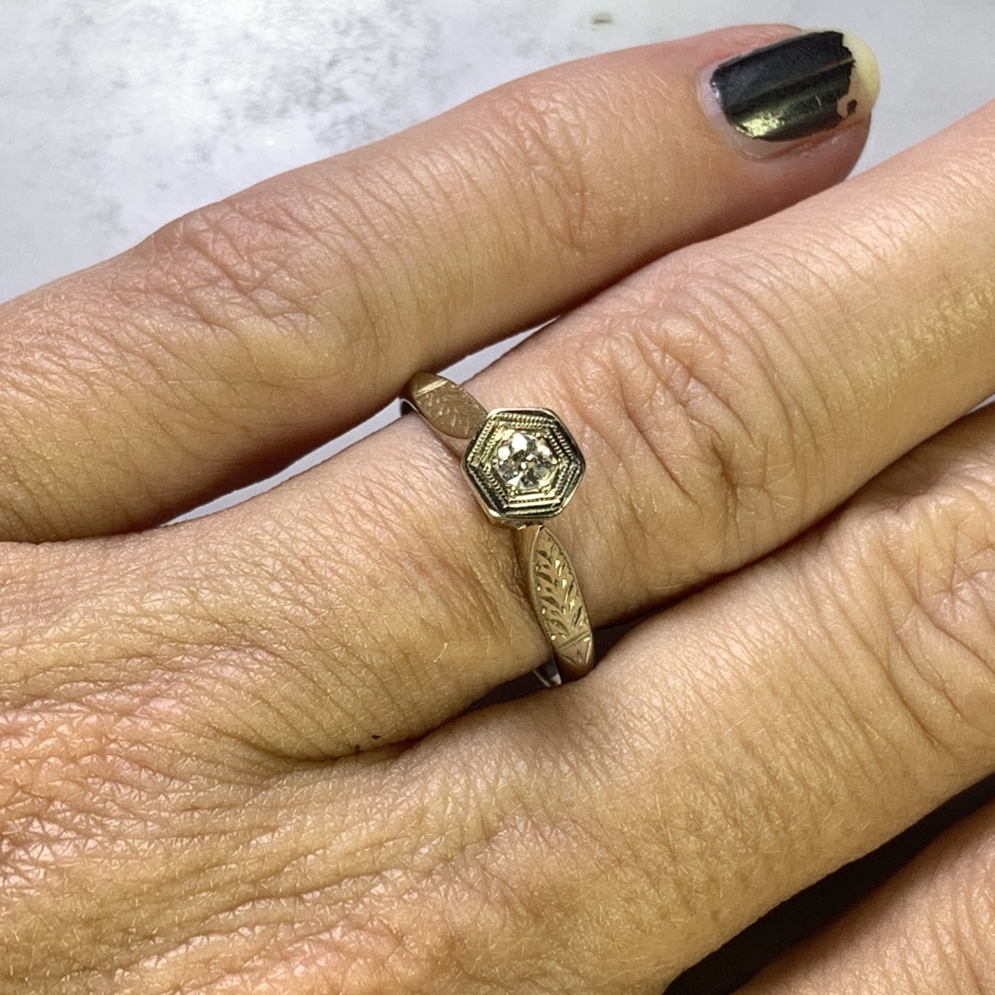 Platinum And 18Kt Yellow Gold Antique Style Ring