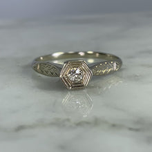 Load image into Gallery viewer, Antique 1920s Diamond Engagement Ring in an Art Deco 14K Gold Setting. Sustainable Jewelry. - Scotch Street Vintage