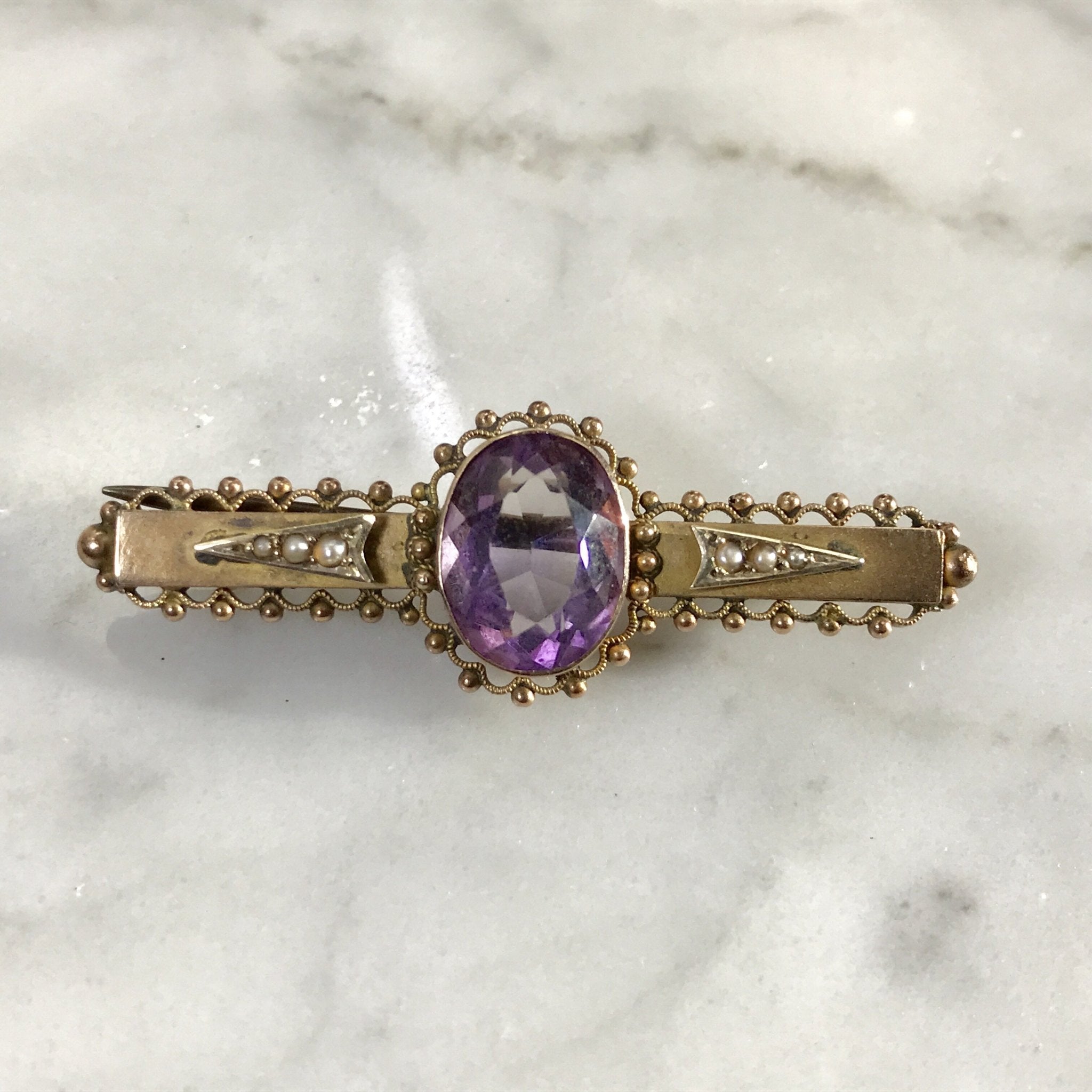 Antique Amethyst Brooch