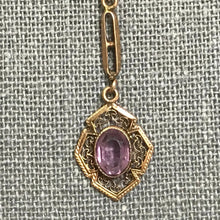 Load image into Gallery viewer, Antique Amethyst Drop Pendant set in 10K Yellow Gold. February Birthstone Estate Jewelry. - Scotch Street Vintage