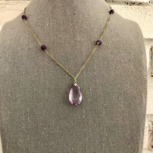Load image into Gallery viewer, Antique Amethyst Necklace with Drop Pendant and Beads set in 14K Yellow Gold. February Birthstone. - Scotch Street Vintage