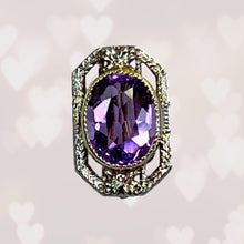 Load image into Gallery viewer, Antique Amethyst Pendant. 14K Gold Filigree. February Birthstone. 6th Anniversary. Upcycled Jewelry. - Scotch Street Vintage