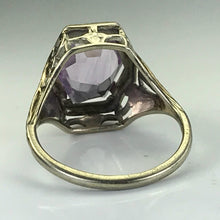 Load image into Gallery viewer, Antique Amethyst Ring. 10K White Gold. Art Nouveau Filigree. February Birthstone. 6th Anniversary. - Scotch Street Vintage