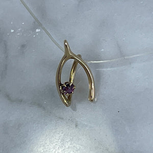 Antique Amethyst Wishbone Pendant in 14K Yellow Gold. Upcycled Repurposed Hatpin. January Birthstone. - Scotch Street Vintage