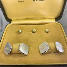 Load image into Gallery viewer, Antique Art Deco Cufflinks and Tuxedo Stud Set in Mother of Pearl. Grooms or Groomsman Gift. - Scotch Street Vintage