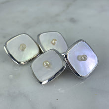 Load image into Gallery viewer, Antique Art Deco Cufflinks and Tuxedo Stud Set in Mother of Pearl. Grooms or Groomsman Gift. - Scotch Street Vintage