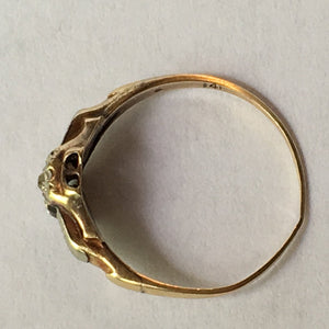 Antique Art Deco Diamond Engagement Ring. 14K Gold Setting. April Birthstone. 10 Year Anniversary Gift. - Scotch Street Vintage