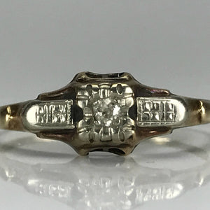 Antique Art Deco Diamond Engagement Ring. 14K Gold Setting. April Birthstone. 10 Year Anniversary Gift. - Scotch Street Vintage