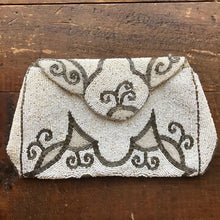 Load image into Gallery viewer, Antique Art Nouveau Beaded Clutch. Cream and Gold Evening Bag. Belgium Handbag. - Scotch Street Vintage