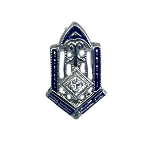 Antique Diamond and Enamel Pendant in a 14k White Gold Art Deco Setting. April Birthstone. - Scotch Street Vintage