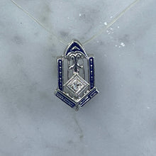 Load image into Gallery viewer, Antique Diamond and Enamel Pendant in a 14k White Gold Art Deco Setting. April Birthstone. - Scotch Street Vintage