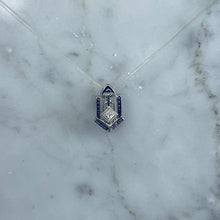 Load image into Gallery viewer, Antique Diamond and Enamel Pendant in a 14k White Gold Art Deco Setting. April Birthstone. - Scotch Street Vintage