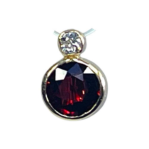 Antique Garnet and Diamond Pendant in 14K Rose Gold. January Birthstone. 2nd Anniversary Gift. - Scotch Street Vintage