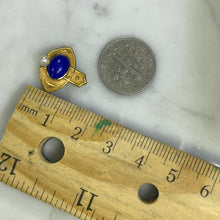 Load image into Gallery viewer, Antique Lapis and Seed Pearl Evil Eye Pendant in 18K Yellow Gold. Upcycled Repurposed Hatpin. - Scotch Street Vintage
