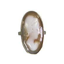 Load image into Gallery viewer, Antique Large Cameo Ring in 14K Yellow Gold Setting. Hand Carved Carnelian Shell Silhouette. - Scotch Street Vintage