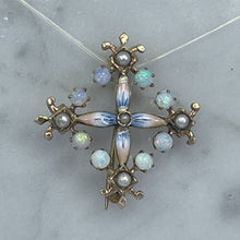 Load image into Gallery viewer, Antique Opal and Enamel Pendant or Brooch in 14k Yellow Gold Floral Design. Perfect Something Old. - Scotch Street Vintage