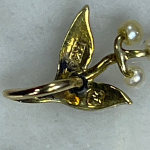 Antique Pearl Flower Pendant in a 14k Yellow Gold. June Birthstone. 4th Anniversary Gemstone. - Scotch Street Vintage