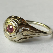 Load image into Gallery viewer, Antique Ruby Ring. 14K Gold Art Deco Filigree Setting. July Birthstone. 15th Anniversary. APPRAISED - Scotch Street Vintage