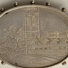Load image into Gallery viewer, Antique Sterling Silver Brooch with Engraved River City Scene. Perfect for a Pendant. 25th Anniversary. - Scotch Street Vintage