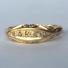 Load image into Gallery viewer, Antique Wedding Band. Diamond 18K Gold Ring. April Birthstone. 10th Anniversary Gift. Stacking Ring - Scotch Street Vintage