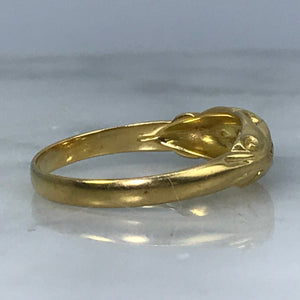 Antique Wedding Band. Diamond 18K Gold Ring. April Birthstone. 10th Anniversary Gift. Stacking Ring - Scotch Street Vintage