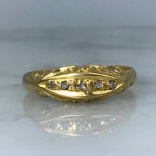 Load image into Gallery viewer, Antique Wedding Band. Diamond 18K Gold Ring. April Birthstone. 10th Anniversary Gift. Stacking Ring - Scotch Street Vintage