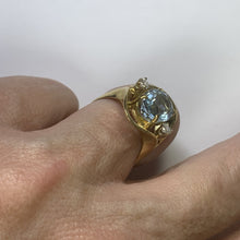 Load image into Gallery viewer, Aquamarine Diamond Statement Ring in a 14k Yellow Gold Modernist Setting. March Birthstone. - Scotch Street Vintage