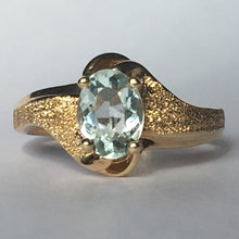 Load image into Gallery viewer, Aquamarine Engagement Ring. 14k Brushed Gold. March Birthstone. 19th Anniversary Gift. - Scotch Street Vintage