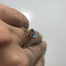 Load image into Gallery viewer, Aquamarine Engagement Ring by Crosby. 10k Yellow Gold Setting. March Birthstone. 19th Anniversary. - Scotch Street Vintage