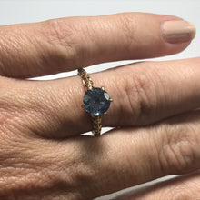 Load image into Gallery viewer, Aquamarine Engagement Ring by Crosby. 10k Yellow Gold Setting. March Birthstone. 19th Anniversary. - Scotch Street Vintage