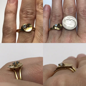 Aquamarine Promise Ring. 14k Yellow Gold. March Birthstone. 19th Anniversary Gift. - Scotch Street Vintage