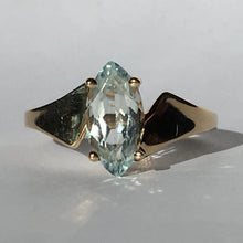 Load image into Gallery viewer, Aquamarine Ring. Modernist 10k Yellow Gold Setting. March Birthstone. 19th Anniversary. - Scotch Street Vintage